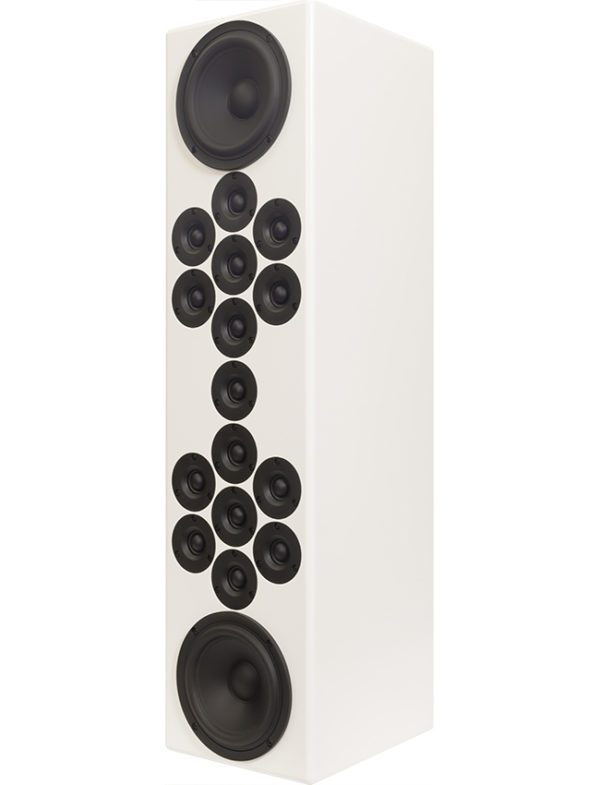 White Tekton Design Encore Monitor HiFi Loudspeakers - quarter